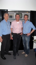At AVP Video-Transfer GmbH. Left to right: Dieter Sandl Sr., Karl Kolar, Christian Sandl (CEO)